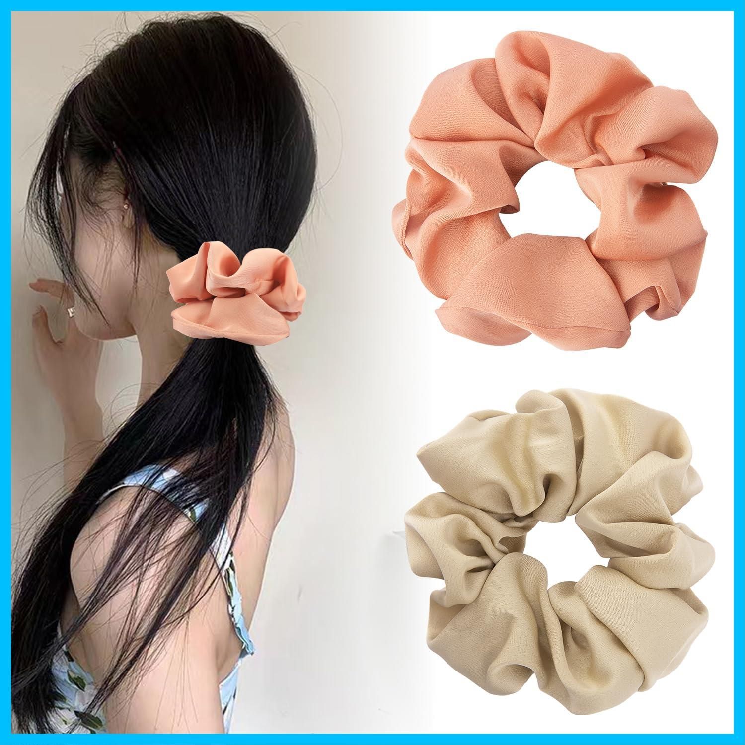 【新着商品】パステル シンプル 髪留め 女の子 プレゼント 大人っぽい 髪に優しい ヘアアクセサリー ヘアアクセサリー 静電気防止 髪飾り 大人可愛い おしゃれ 22匁 2個セット 100%シルク ボリューム 髪ゴム シルクヘアゴム シュシュ