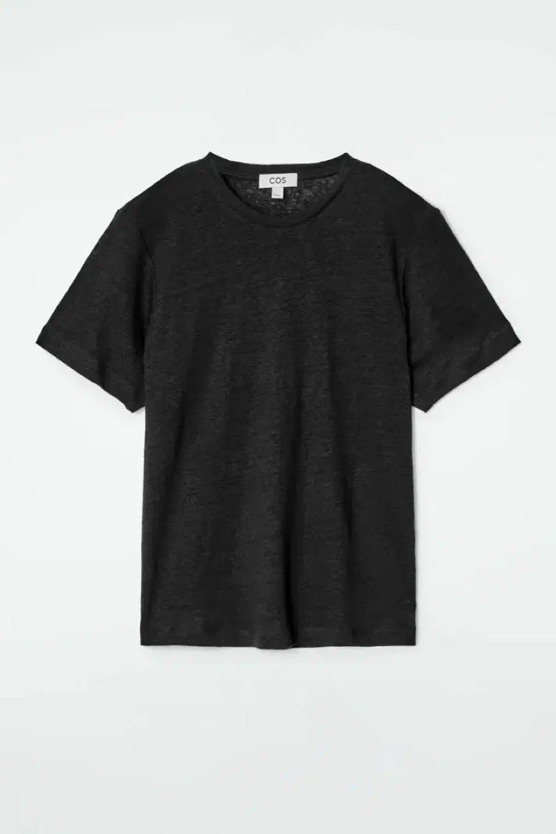 COS クルーネック リネン Tシャツ ブラック XS