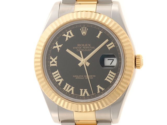 ROLEX ロレックス デイトジャスト2 116333 腕時計 ステンレススチール/K18イエローゴールド ブラックローマン文字盤 自動巻き オイスターブレスレット【中古】【472】SJ