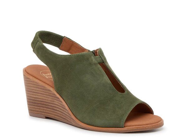 アンドレア アース レディース シューズ サンダル Andre Assous Belinda Wedge Sandal Green Suede グリーン