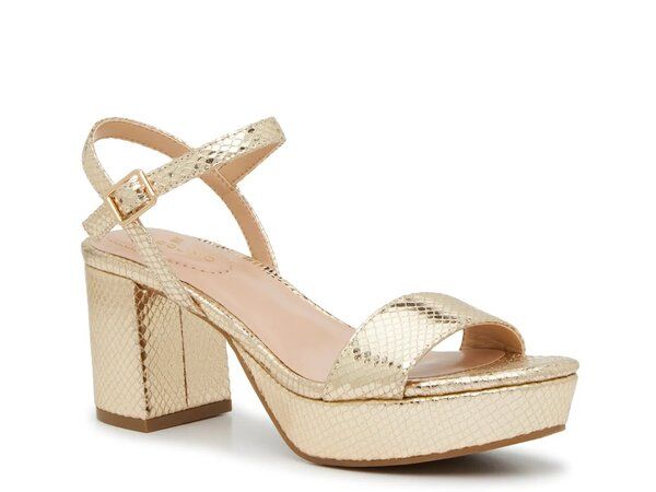 バンドリーノ レディース シューズ サンダル プラットフォーム Bandolino Pennie Platform Sandal Gold Metallic Snake Print Synthetic ゴールド