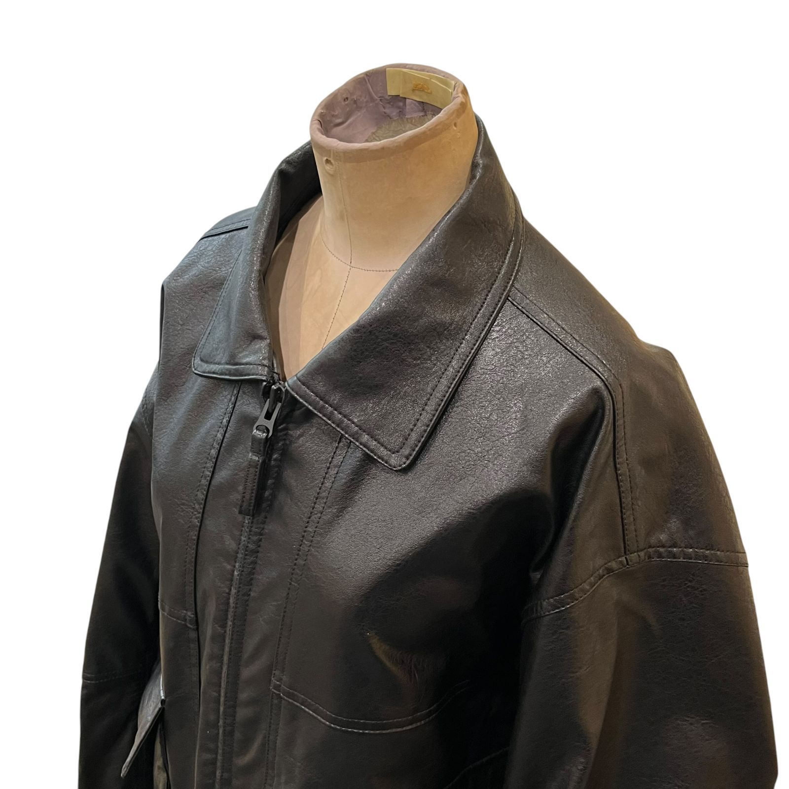 中古○FREAK'S STORE○フェイクレザージャケット Mサイズ ブラック 合