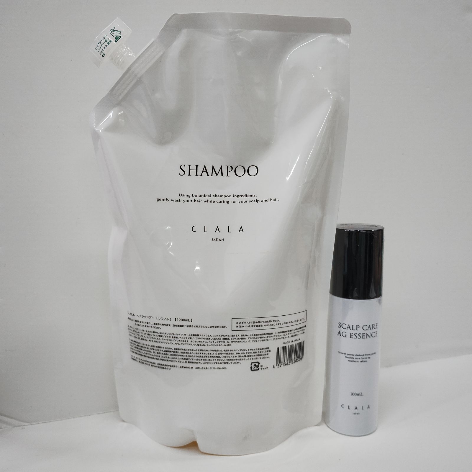 Y6052 CLALA ヘアシャンプー レフィル 1200ml・スカルプケア AG エッセンス 100ml 計2点セット