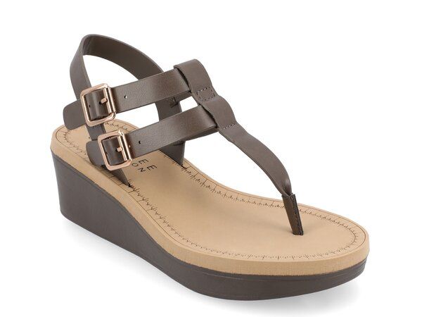 ジュルネ コレクション レディース シューズ サンダル Journee Collection Bianca Wedge Sandal Dark Brown ブラウン