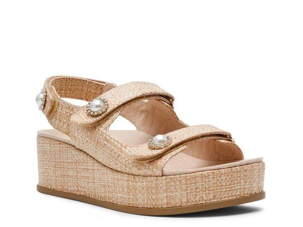 アンクライン レディース シューズ サンダル Anne Klein Valinda Wedge Sandal Beige ベージュ
