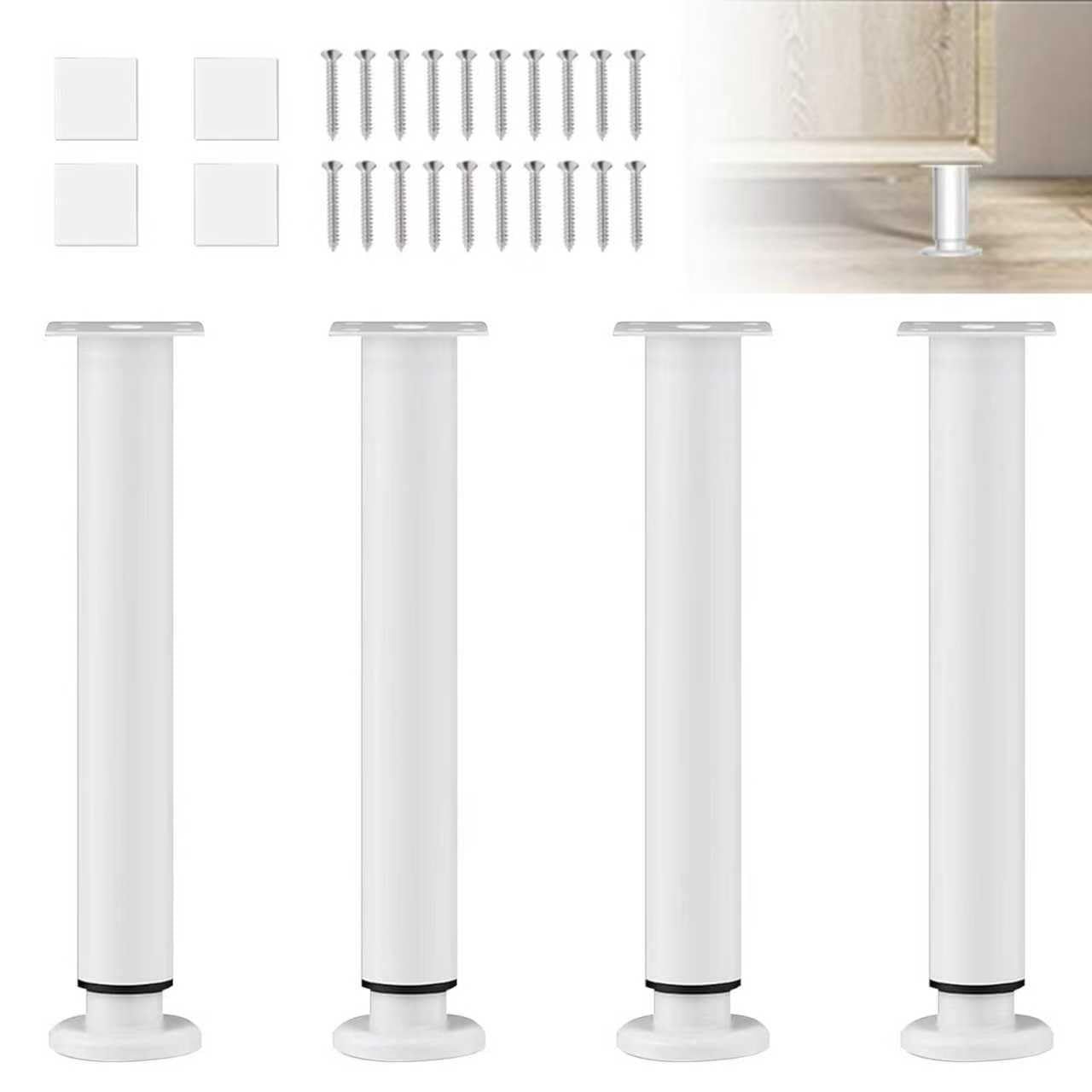テーブル 脚 diy 家具脚 さ ささ ベッド 脚 ソファ 脚 高さ調整 脚 (ホワイト, 42cm-72cm)Y 0f3e061e