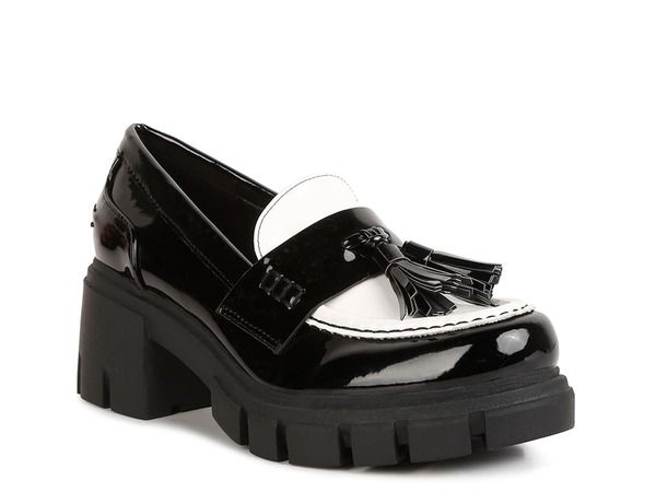 ロンドンラグ レディース シューズ スリッポン・ローファー プラットフォーム ローファー London Rag Jonah Platform Loafer BlackWhite ホワイト
