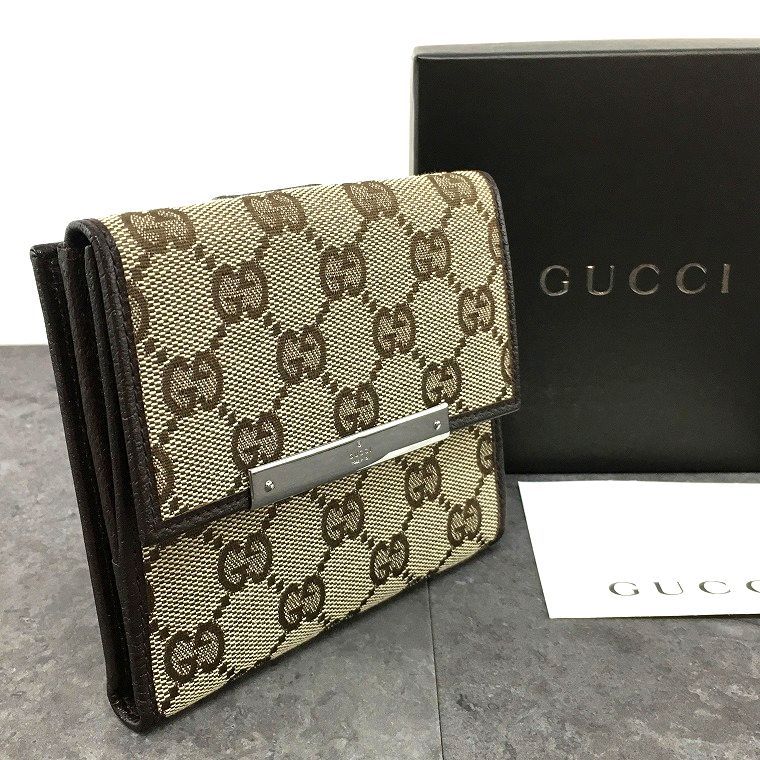 送料込み！ 極美品 GUCCI Wホック財布 112664 ベージュ 箱付き 83