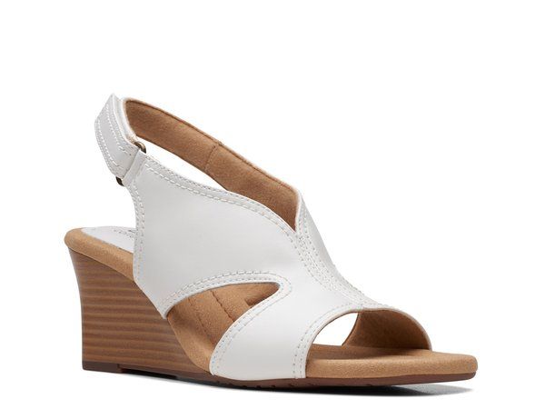 クラークス レディース シューズ サンダル Clarks Kyarra Aster Wedge Sandal White ホワイト