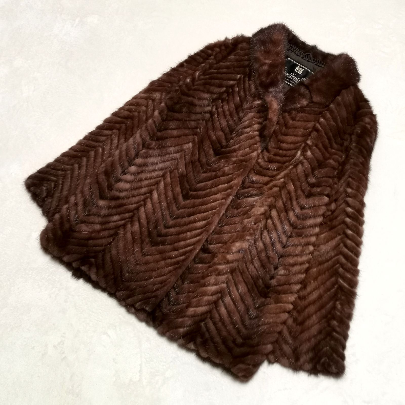 Excellent Fur ダークブラウン ミンク コート ハーフ 茶色 ネーム刺繍あり 中古品 管理番号 ARCAYKO1166