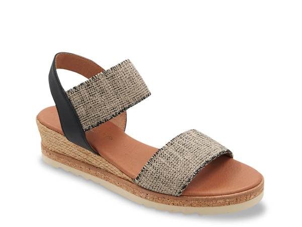 アンドレア アース レディース シューズ サンダル Andre Assous Neveah Wedge Sandal BlackBeige ブラック