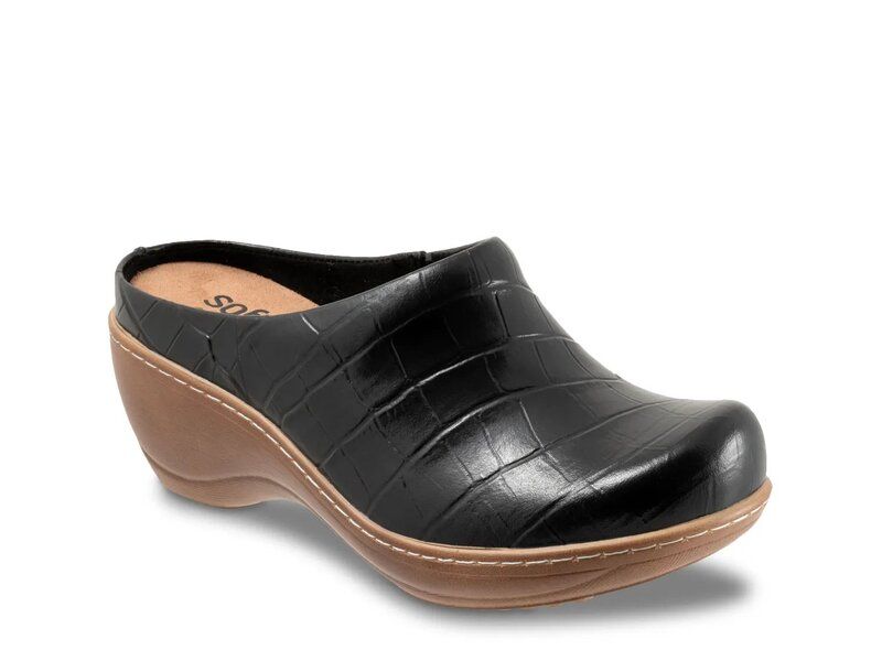 ソフトウォーク レディース シューズ サンダル Softwalk Madison Clog Black Croc Print ブラック