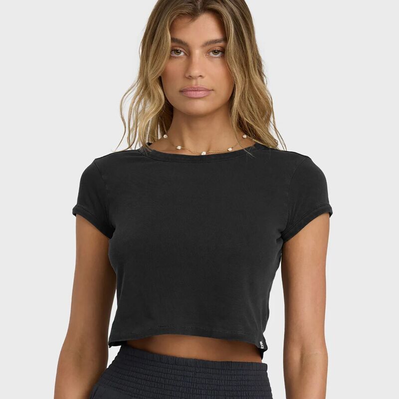 ビラボン レディース トップス Tシャツ 半袖 ニット Billabong Daily TShirt ShortSleeve Knitop Womens Black Sands ブラック
