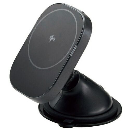 マグネットQi2車載ホルダー15W・ゲル吸盤W-QC12BK【エレコム】