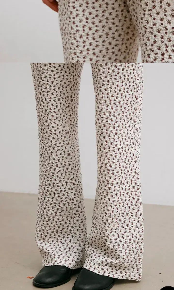 ヨンオ Flower Banding Flared pants (バーガンディ)