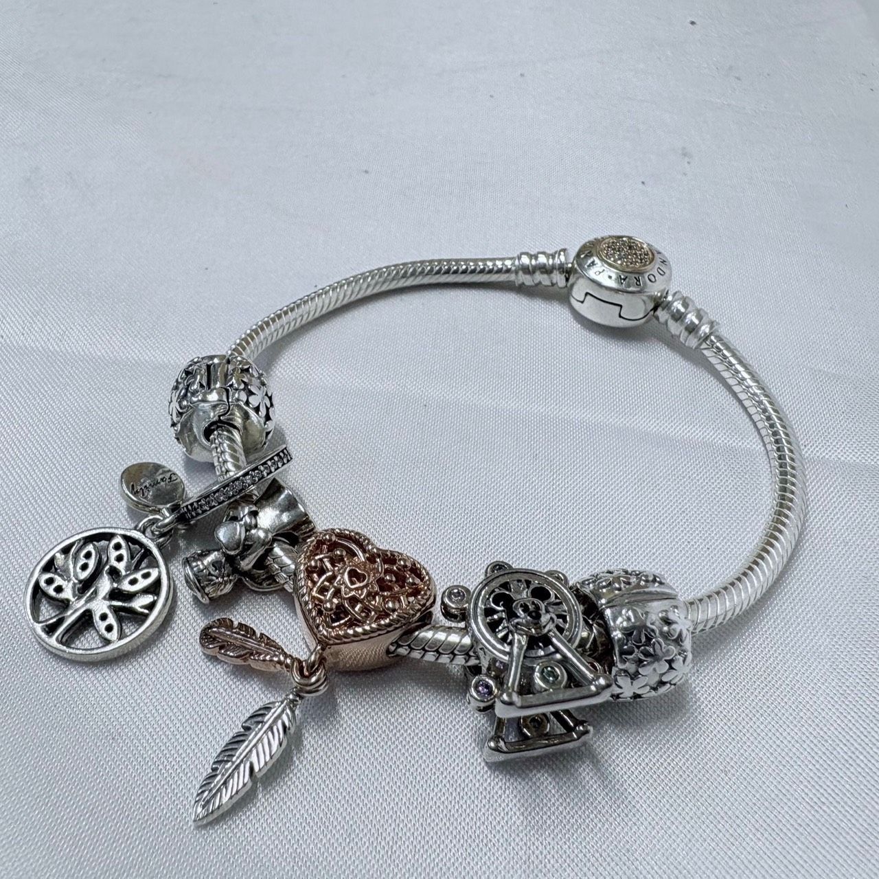 S【バングル】pandora パンドラ チャーム付き バングル ブレスレット