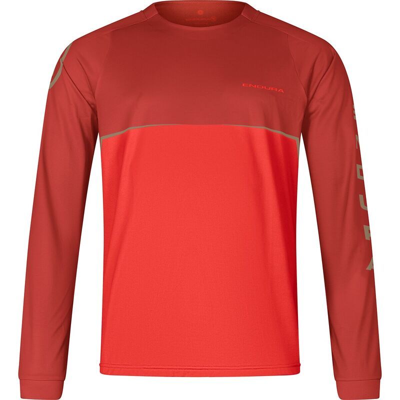 エンデュラ メンズ トップス Tシャツ プリント シャツ 長袖 Endura CORE Printed LongSleeve TShirt Mens Flame Red レッド