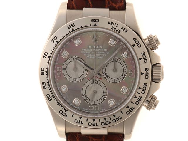 ROLEX ロレックス デイトナ 116519NG 腕時計 K18ホワイトゴールド K18WG/本革 ブラックシェル8PD文字盤 自動巻き メンズ【中古】【472】SJ