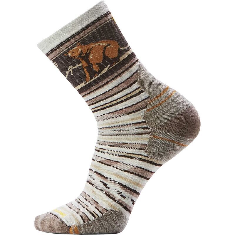 スマートウール メンズ アンダーウェア 靴下 Smartwool Hike Targeted Cushion Bear Stripe Mid Crew Sock Mens Ash アッシュ