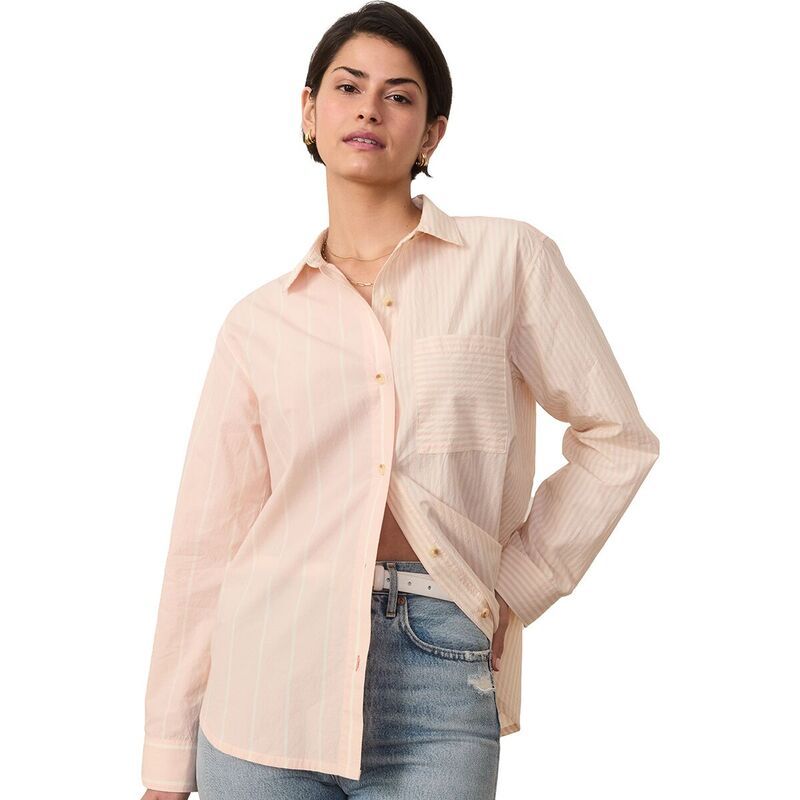 マリーン レイヤー レディース トップス Tシャツ Marine Layer Abbey Poplin Stripe Mixing Shirt Womens Blush Stripe ブラッシュ