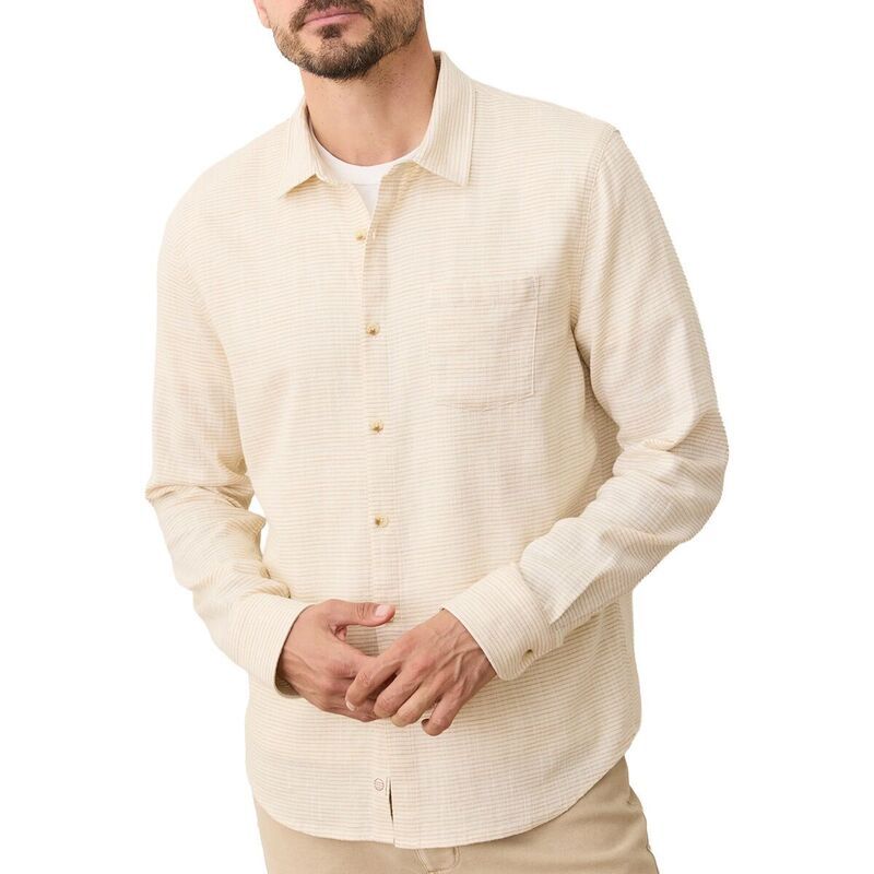 マリーン レイヤー メンズ トップス シャツ 長袖 Marine Layer LongSleeve Classic Stretch Stripe Selvage Shirt Mens Natural Stripe ストライプ