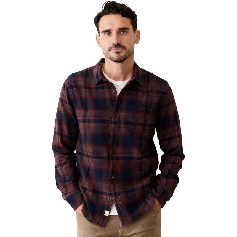マリーン レイヤー メンズ トップス シャツ Marine Layer Pacifica Stretch Shirt Mens NavyBurgundy Plaid ネイビー