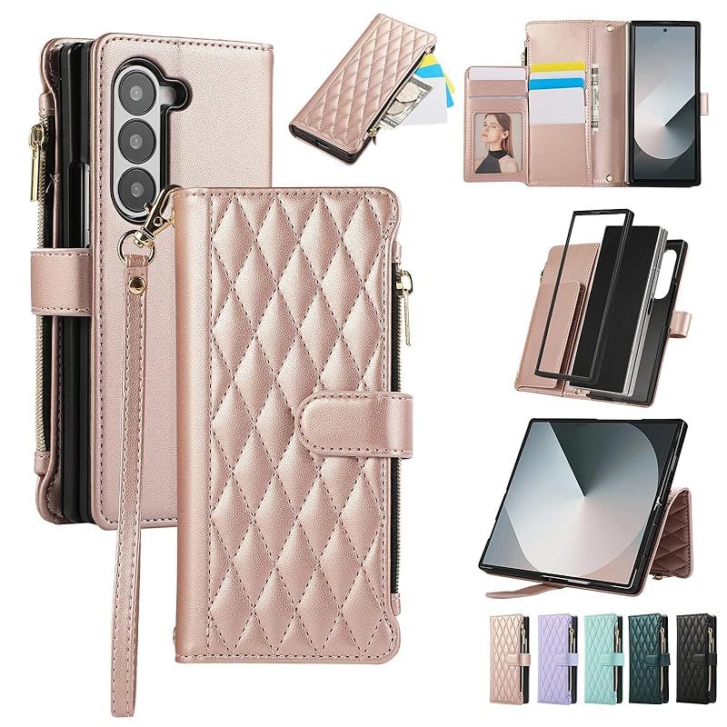 【新品】 Noaivoky For Samsung Galaxy Z Fold 7 ケース 手帳型 ギャラクシーZフォールド7 / SC-56F / SCG34 スマホケース ショルダー ファスナー SC56F カード ストラップ GalaxyZFold7 カ