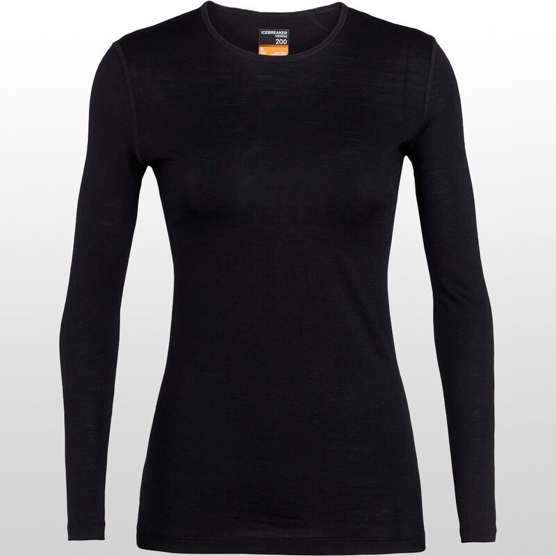 アイスブレーカー レディース トップス Tシャツ Icebreaker 200 Oasis Long Sleeve Crewe Womens Black ブラック
