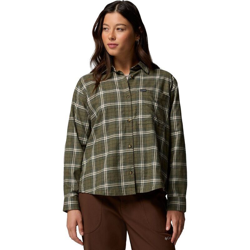 コロンビア レディース トップス Tシャツ 長袖 Columbia Blue Point Creek Woven LongSleeve Shirt Womens Stone Green Everyday Tartan グリーン