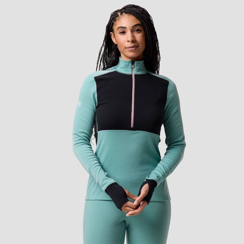 バックカントリー レディース トップス Tシャツ Backcountry Cedars RWS Merino MidWt Baselayer 14Zip Top Womens Oil BlueBlack ブラック 15,736円