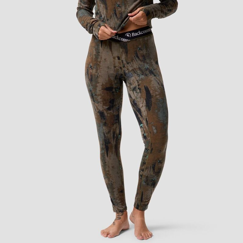 バックカントリー レディース ボトムス カジュアルパンツ Backcountry Cedars RWS Merino LtWt Baselayer VWaist Bottom Womens Camo Pendula Print