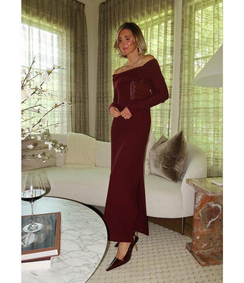 スプレンディット レディース トップス ワンピース A ライン セーター マキシ Splendid x Cella Jane Blog Sleek OffTheShoulder Long Sleeve ALine Maxi Sweater Dress Rose