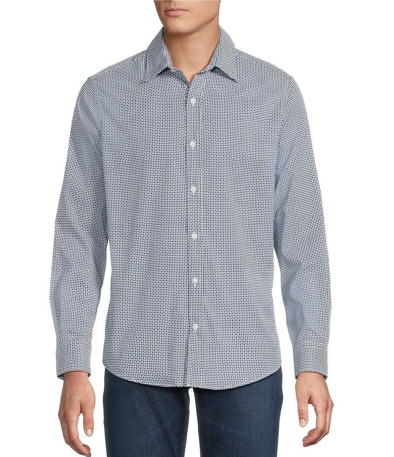 ダニエル クレミュ メンズ トップス シャツ デニム Cremieux Premium Denim Geometric Dot Long Sleeve Woven Shirt Blue ブルー