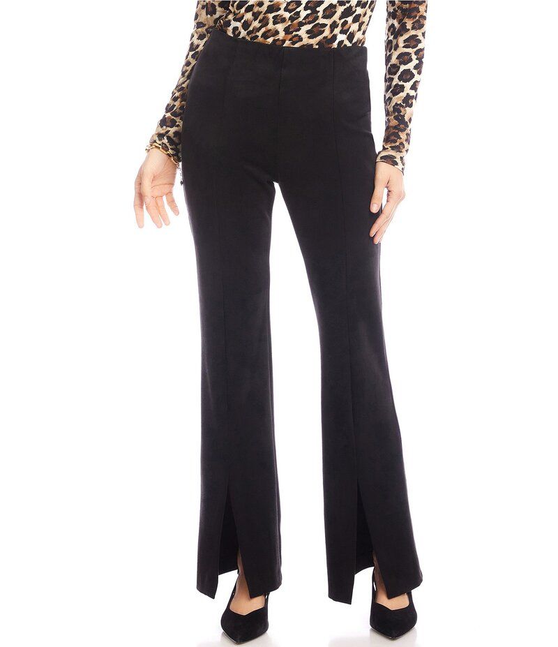 カレンケーン レディース ボトムス カジュアルパンツ フロントスリット パンツ スエード Karen Kane Faux Suede HighRise Flared Front Slit Pants Black ブラック