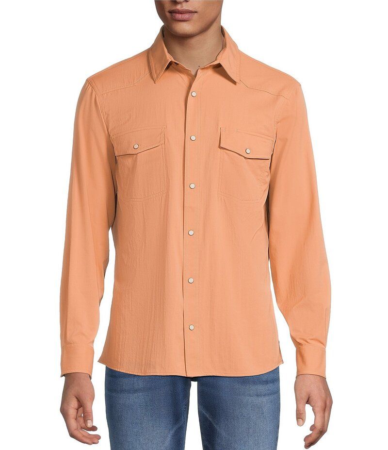 ラウン メンズ トップス シャツ トール Rowm Rec Relax Big Tall Long Sleeve Solid Western Shirt Orange オレンジ