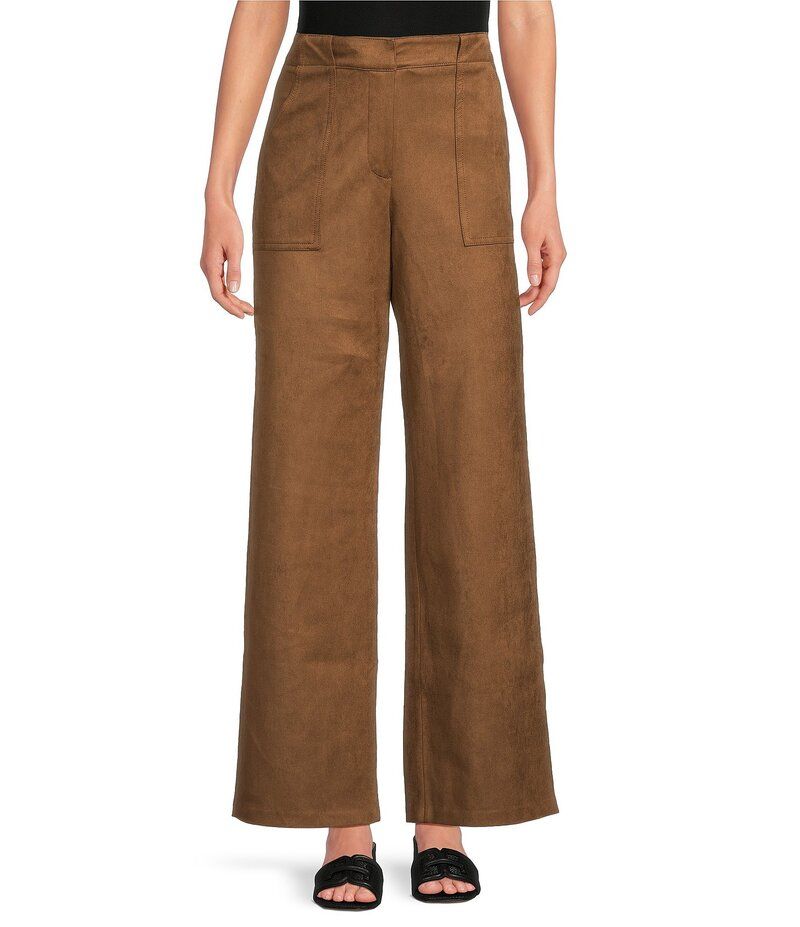 ルーシーパリ レディース ボトムス カジュアルパンツ ワイドレッグ パンツ スエード Lucy Paris Diana High Rise Wide Leg Faux Suede Trouser Pants Toffee