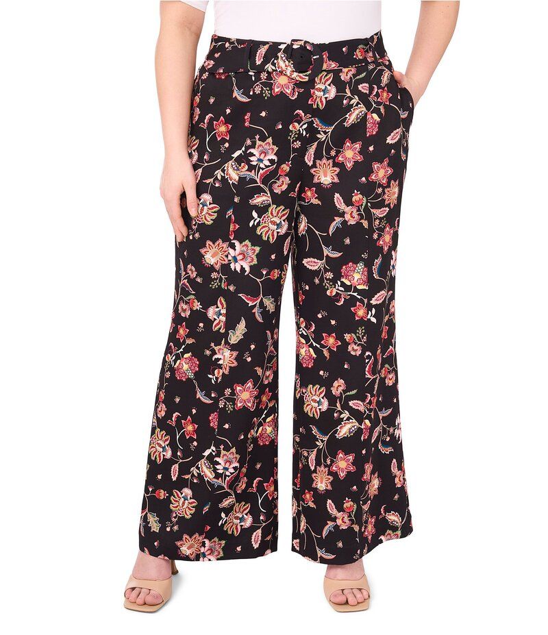 セセ レディース ボトムス カジュアルパンツ ストレート プリント パンツ CeCe Woven Paisley Print Straight Leg Coordinating Pants Rich Black ブラック