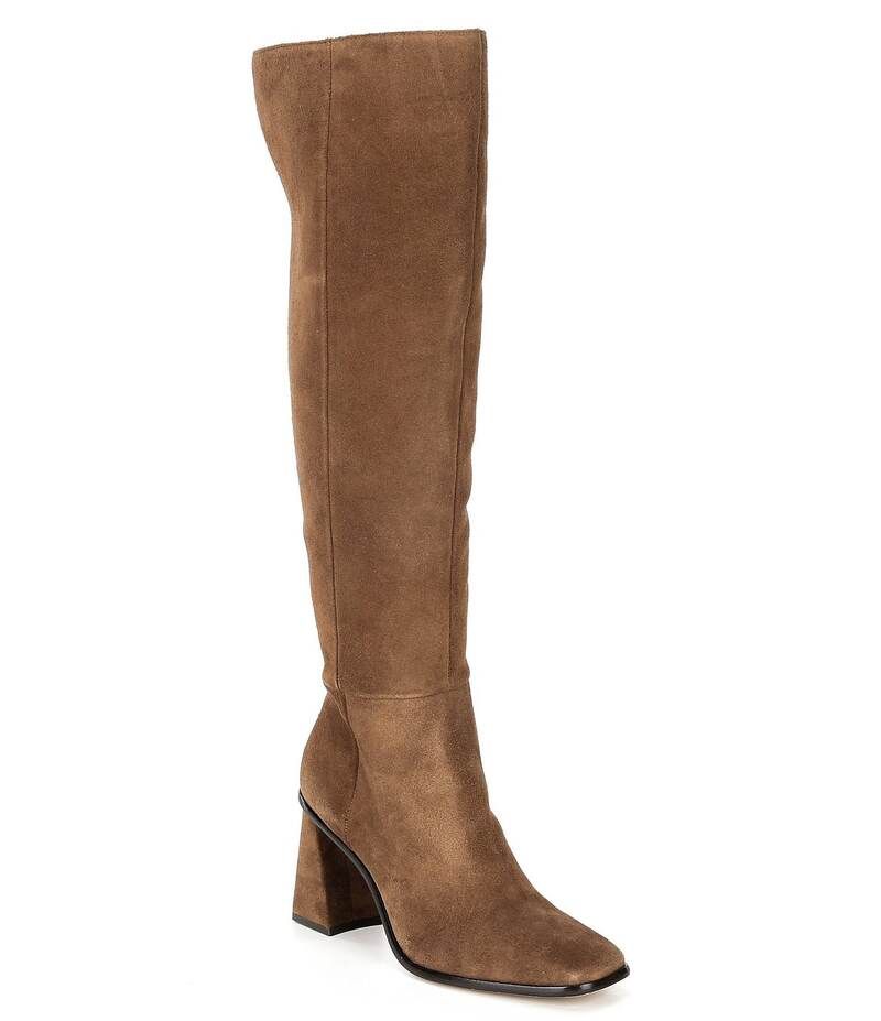 ジャンビニ レディース シューズ ブーツ・レインブーツ スエード ブーツ ヒール Gianni Bini Travers Suede Block Heel OvertheKnee Boots Earthy Taupe トープ