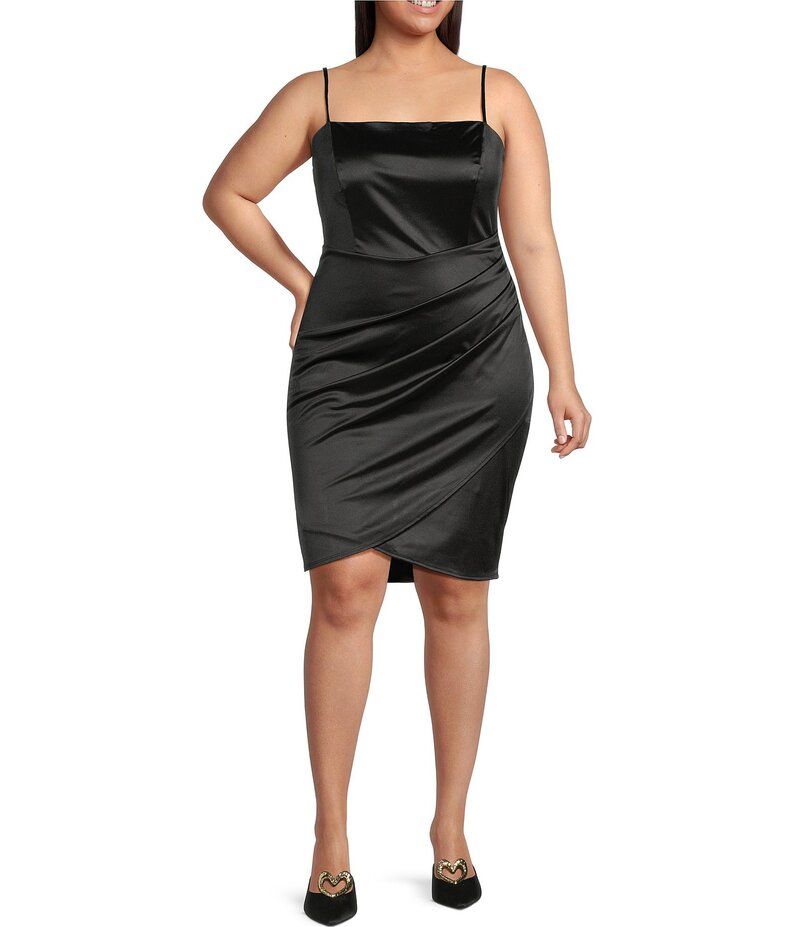 ハニーアンドロージー レディース トップス ワンピース ボディコンワンピース プラスサイズ プリーツ Honey and Rosie Plus Pleated Side Shirred Back Bodycon Dress Black ブラック