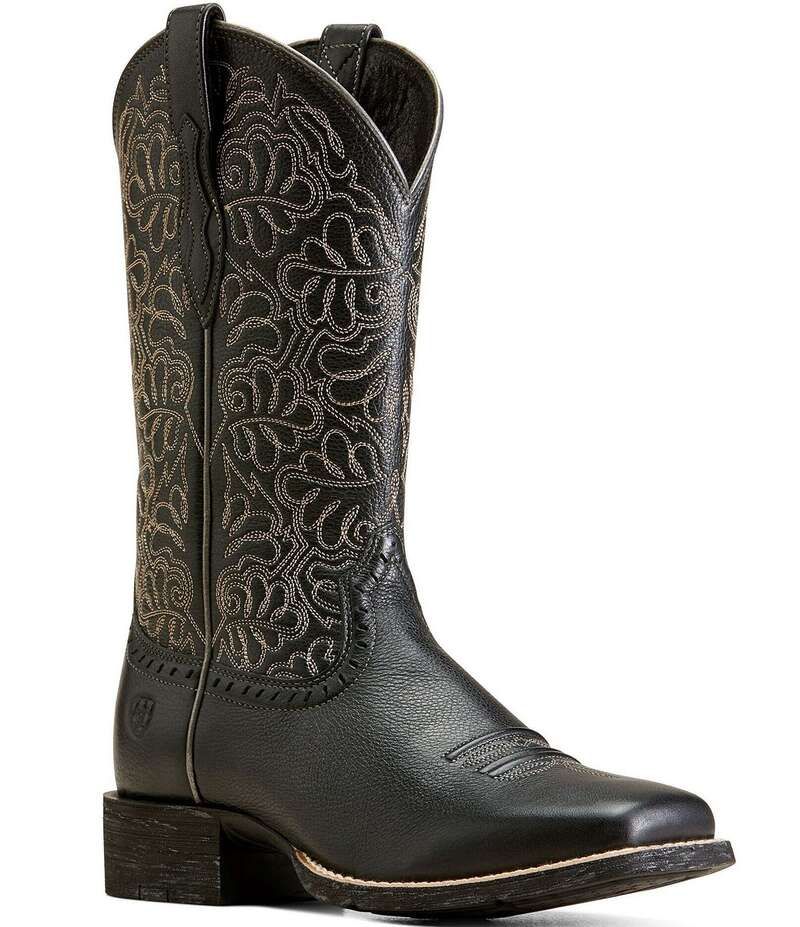 アリアト レディース シューズ ブーツ・レインブーツ レザー Ariat Womens Round Up Remuda Leather Western Mid Calf Boots Black ブラック