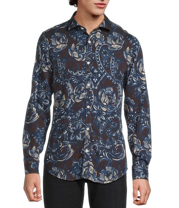 ムラノ メンズ トップス シャツ スリムフィット フラワー柄 トール フラワー Murano Big Tall Still Wanderin Collection Slim Fit Floralong Sleeve Woven Shirt Dark Periw