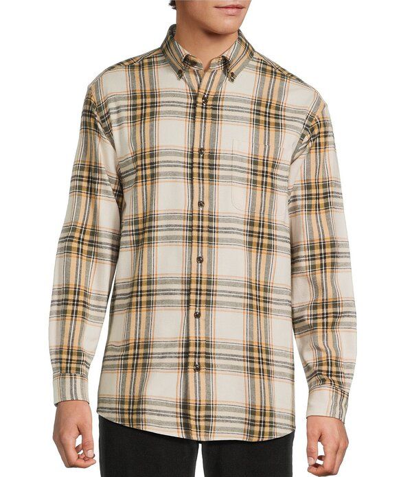 ラウンドトゥリーアンドヨーク メンズ トップス シャツ トール Roundtree Yorke Big Tallong Sleeve Large Plaid Portuguese Flannel Sport Shirt EcruTan エクリュ