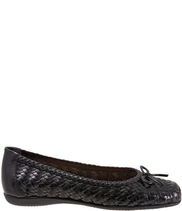トロッターズ レディース シューズ パンプス レザー Trotters Gillian Woven Leather Bow Square Toe Ballet Flats Black ブラック