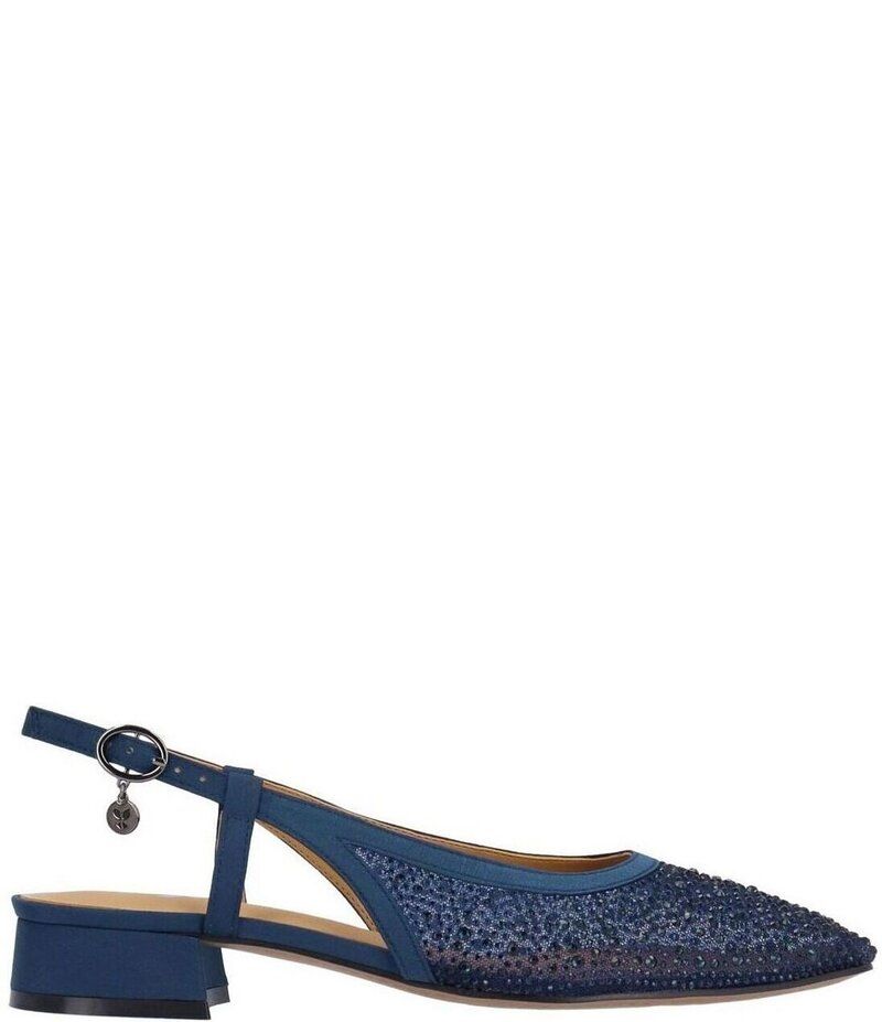 ジェイレニー レディース シューズ ヒール メッシュ J Renee Layton Rhinestone Mesh Slingback Pumps Navy ネイビー