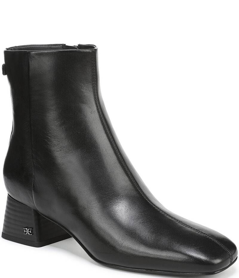 サムエデルマン レディース シューズ ヒール ブーツ レザー Sam Edelman Paige Leather Square Toe Dress Booties Black ブラック