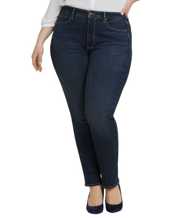 エヌワイディージェイ レディース ボトムス デニムパンツ ストレート プラスサイズ ジーンズ NYDJ Plusize Sheri LiftuckR Technology Slim Straight Leg Skinny Jeans Presley