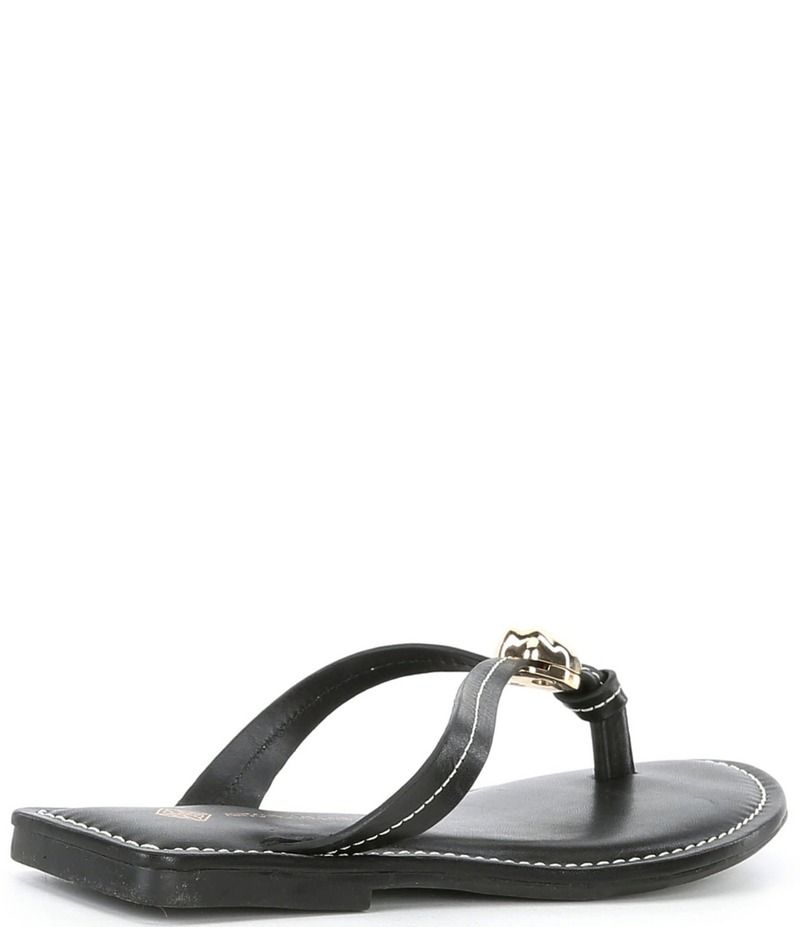 アントニオ メラーニ レディース シューズ サンダル レザー Antonio Melani Kylan Leather Hardware Thong Sandals Black ブラック
