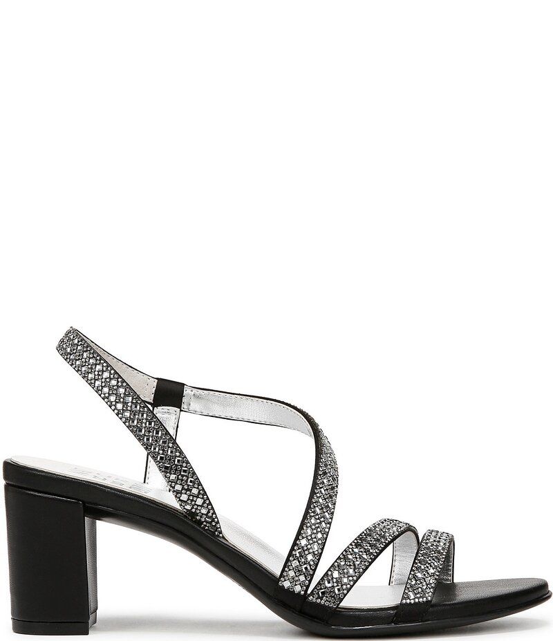 ナチュライザー レディース シューズ サンダル ヒール Naturalizer Vanessa Strappy Crystal Detail Block Heel Dress Sandals Black ブラック