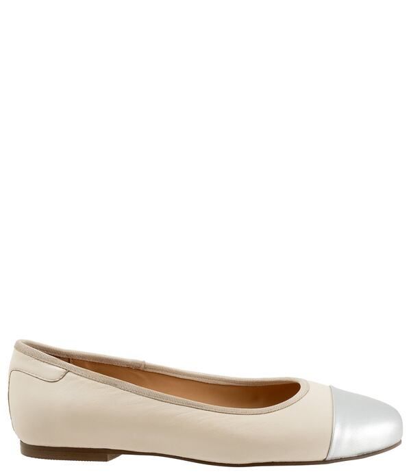 トロッターズ レディース シューズ パンプス カラーブロック キャップ レザー Trotters Clara Colorblock Leather Cap Toe Flats IvorySilver アイボリー