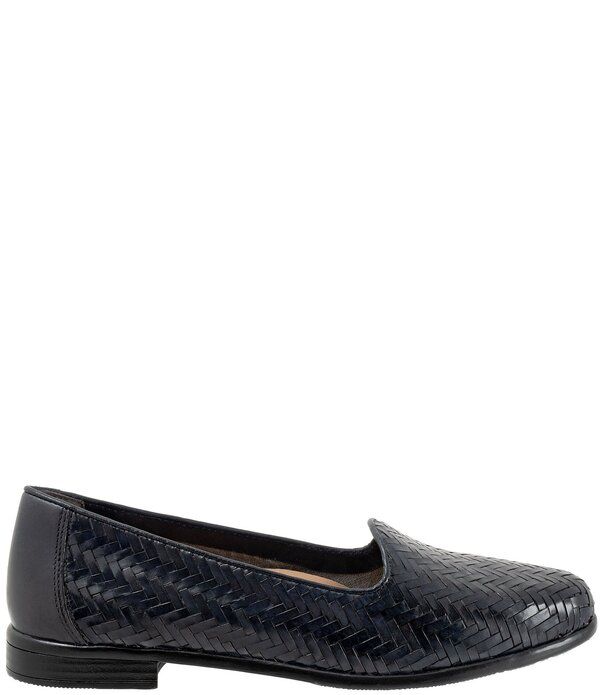 トロッターズ レディース シューズ パンプス レザー ローファー Trotters Liz III Woven Leather Loafers Navy ネイビー